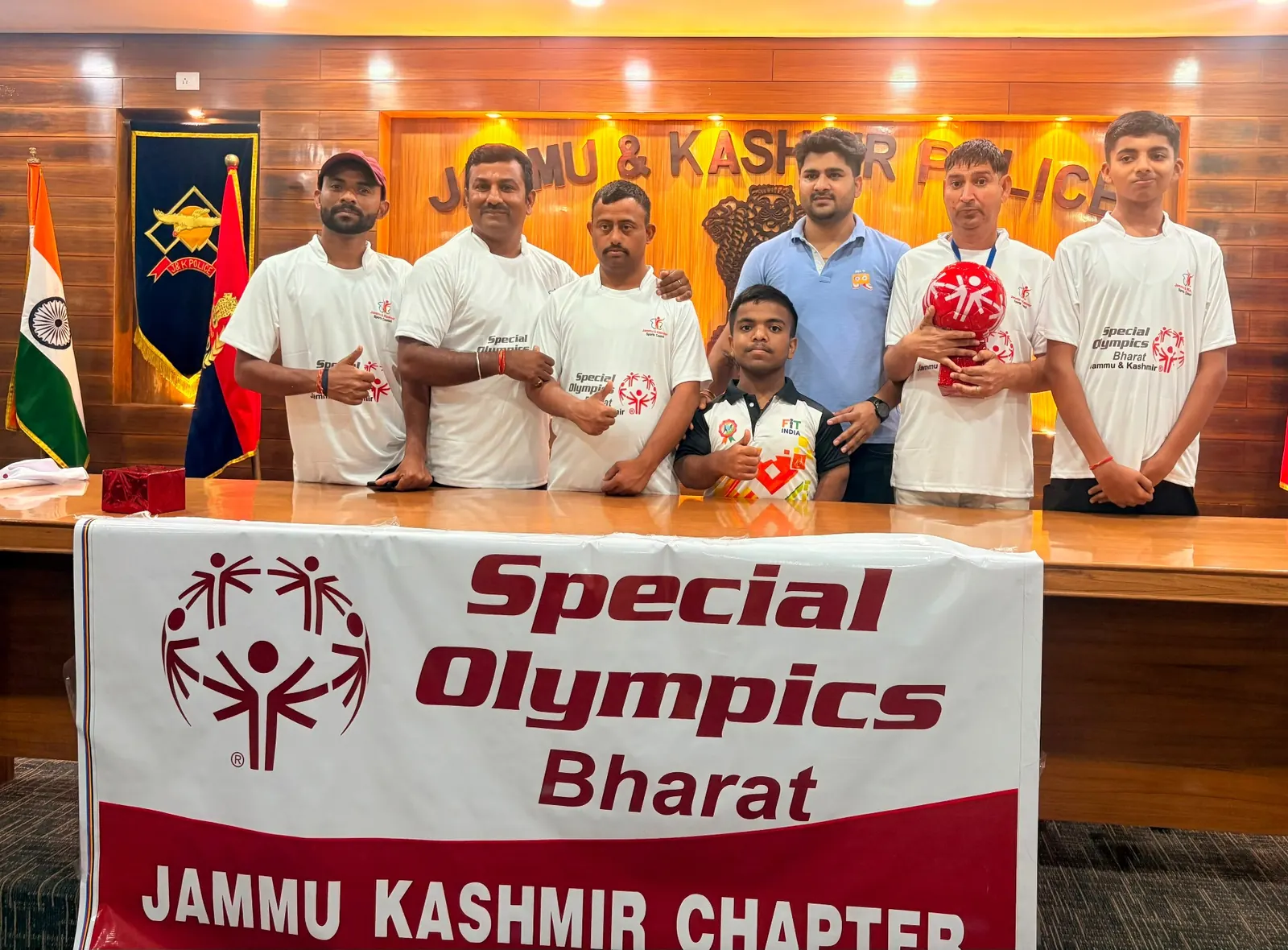 Athletes and coaches with the Raffa ball